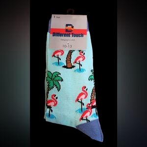 Men's Novelty Socks Blue Pink Flamingo Pattern Size 10-13 Brand New Gift